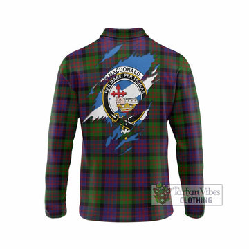 MacDonald (McDonald) Clan Crest In Me Tartan Long Sleeve Polo Shirt Scotland Flag Style