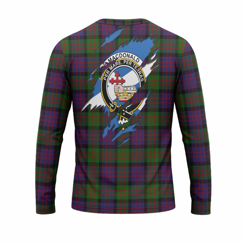 MacDonald (McDonald) Clan Crest In Me Tartan Long Sleeve T-Shirt Scotland Flag Style