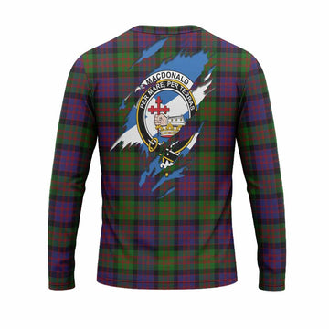 MacDonald (McDonald) Clan Crest In Me Tartan Long Sleeve T-Shirt Scotland Flag Style