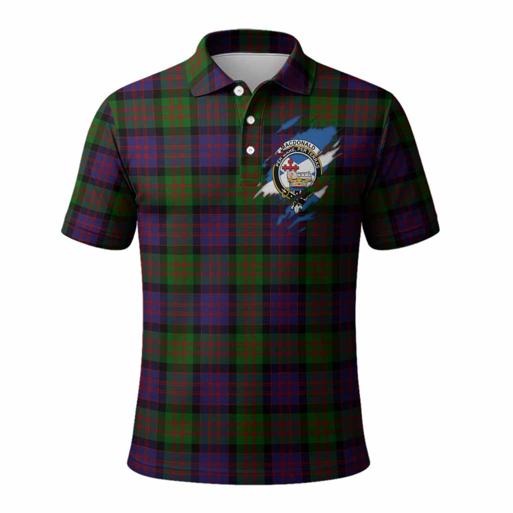 MacDonald (McDonald) Clan Crest In Me Tartan Polo Shirt Scotland Flag Style