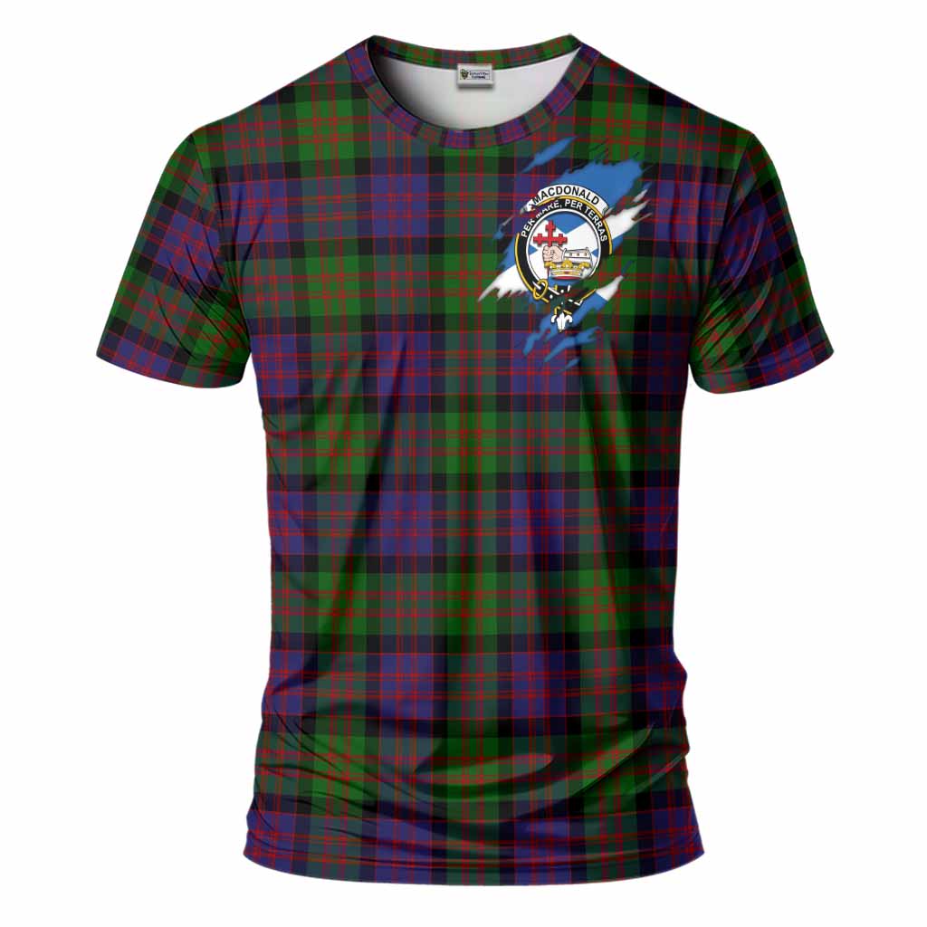 MacDonald (McDonald) Clan Crest In Me Tartan T-Shirt Scotland Flag Style