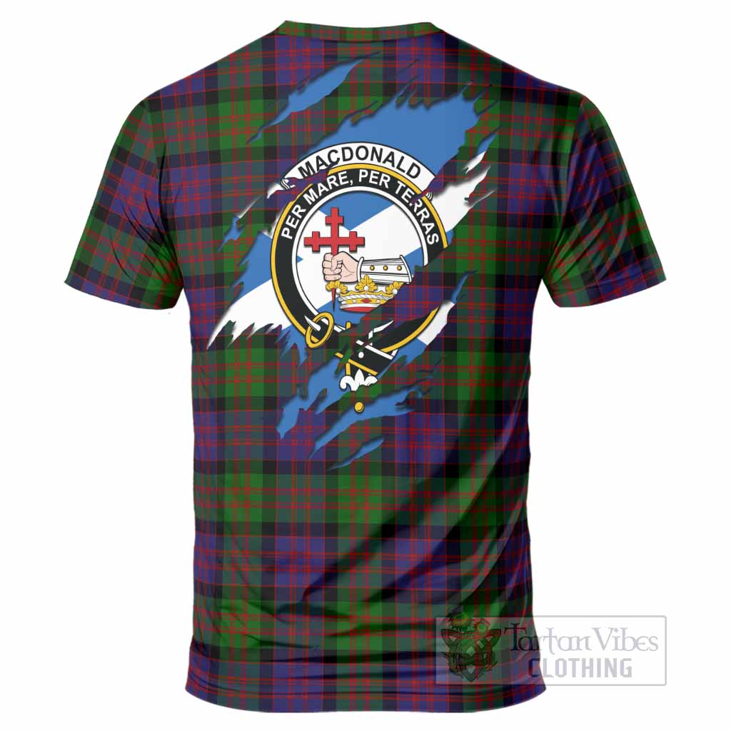 MacDonald (McDonald) Clan Crest In Me Tartan T-Shirt Scotland Flag Style