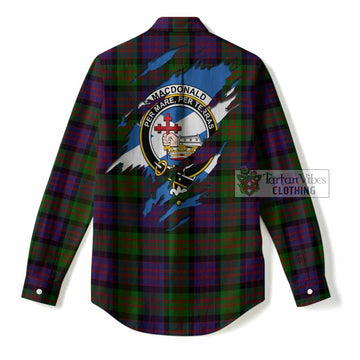 MacDonald (McDonald) Clan Crest In Me Tartan Women Casual Shirt Scotland Flag Style