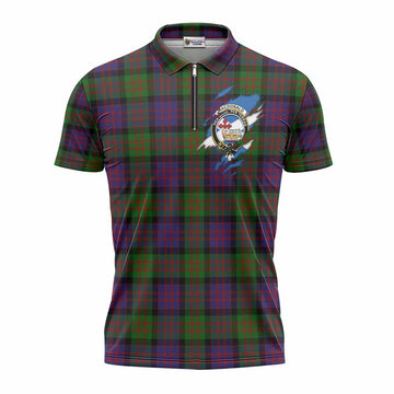 MacDonald (McDonald) Clan Crest In Me Tartan Zipper Polo Shirt Scotland Flag Style