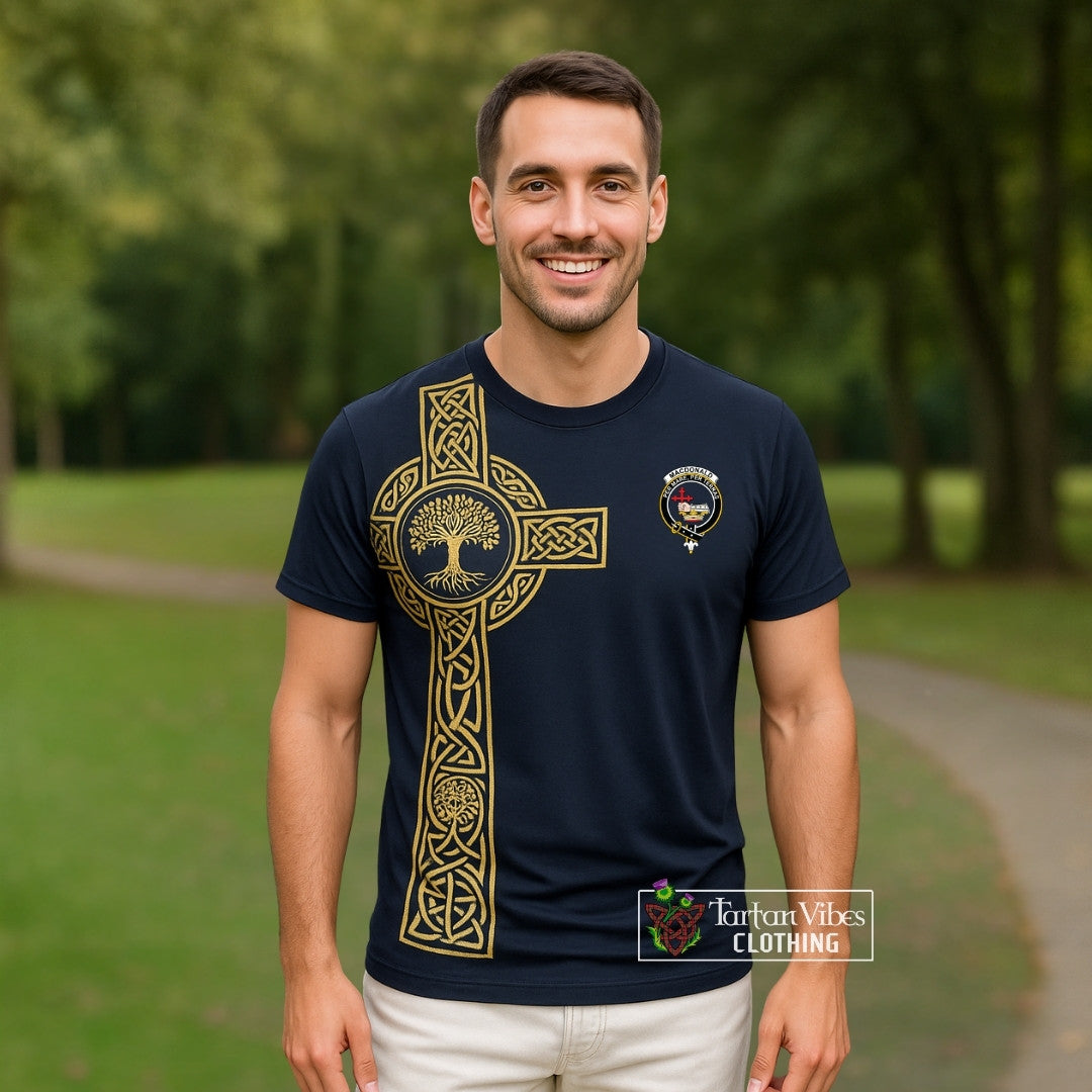 MacDonald (McDonald) Clan Mens T-Shirt with Golden Celtic Tree Of Life