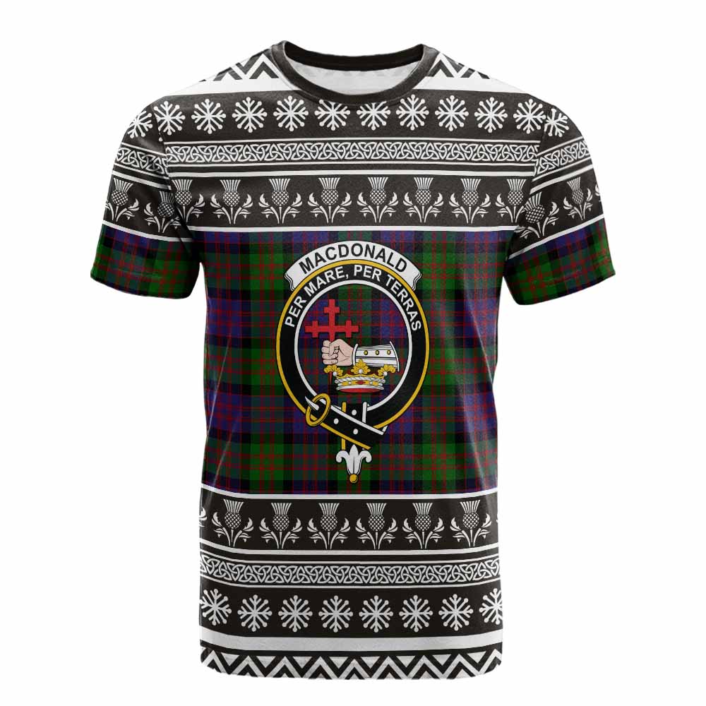 MacDonald (McDonald) Clan Tartan Christmas Cotton T-shirt with Family Crest - Tartan Vibes Clothing
