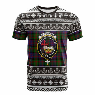 MacDonald (McDonald) Clan Tartan Christmas Cotton T-shirt with Family Crest - Tartan Vibes Clothing