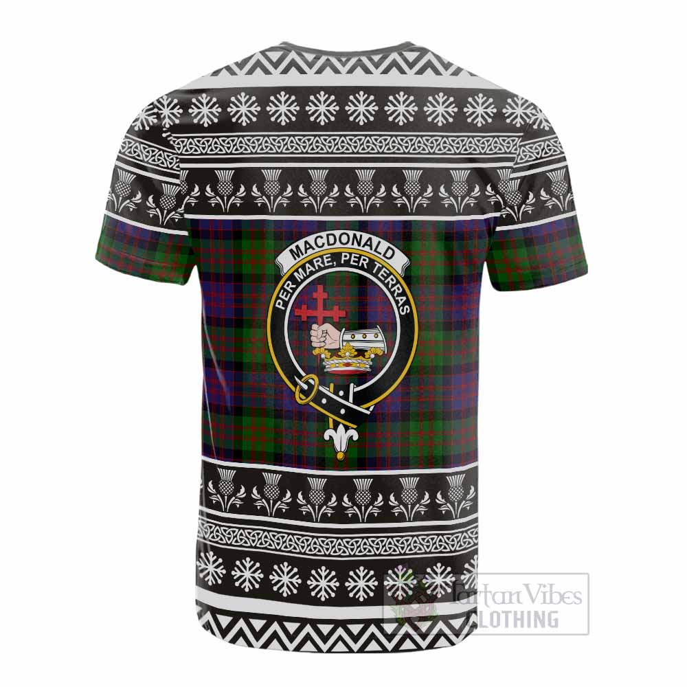 MacDonald (McDonald) Clan Tartan Christmas Cotton T-shirt with Family Crest - Tartan Vibes Clothing