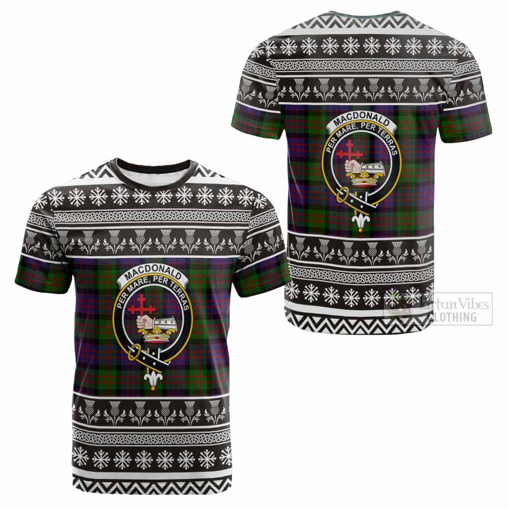 MacDonald (McDonald) Clan Tartan Christmas Cotton T-shirt with Family Crest - Tartan Vibes Clothing