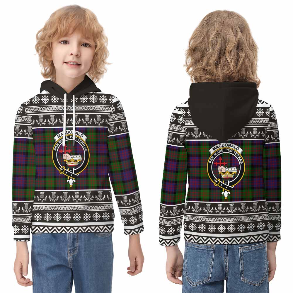 MacDonald (McDonald) Clan Tartan Christmas Kid Hoodie with Family Crest - Tartan Vibes Clothing