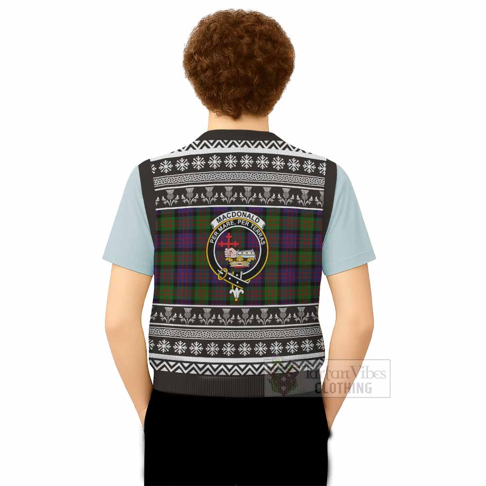 MacDonald (McDonald) Clan Tartan Christmas Knitted V-Neck Vest with Family Crest - Tartan Vibes Clothing