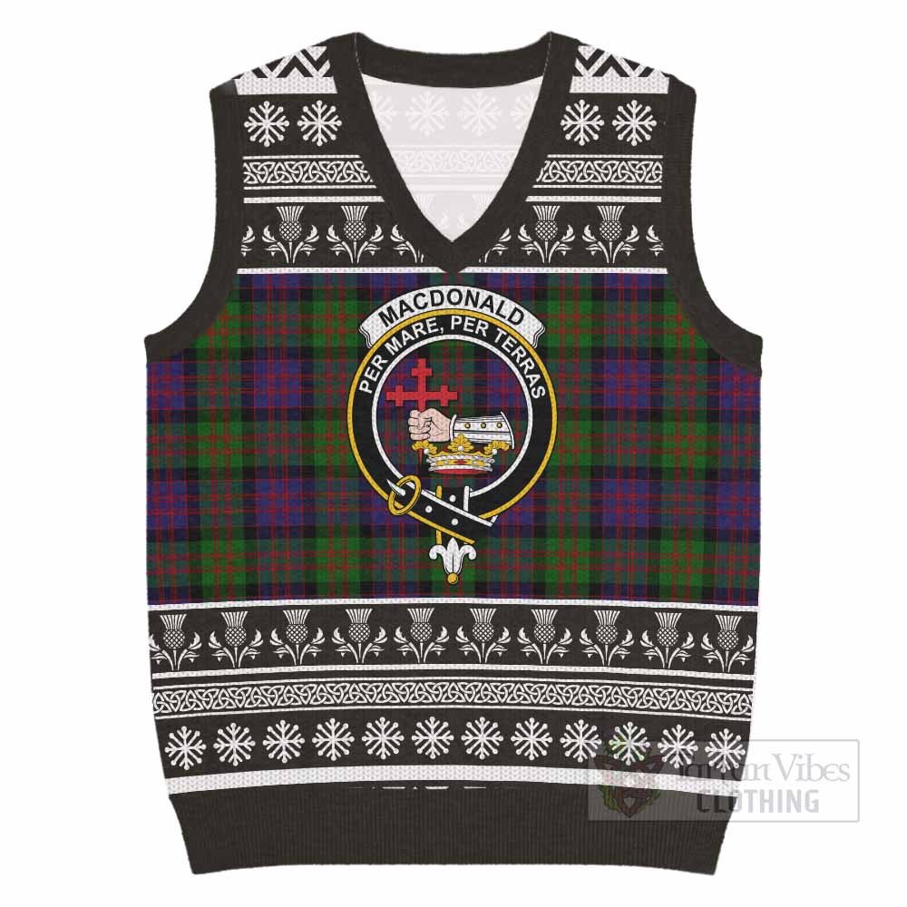 MacDonald (McDonald) Clan Tartan Christmas Knitted V-Neck Vest with Family Crest - Tartan Vibes Clothing
