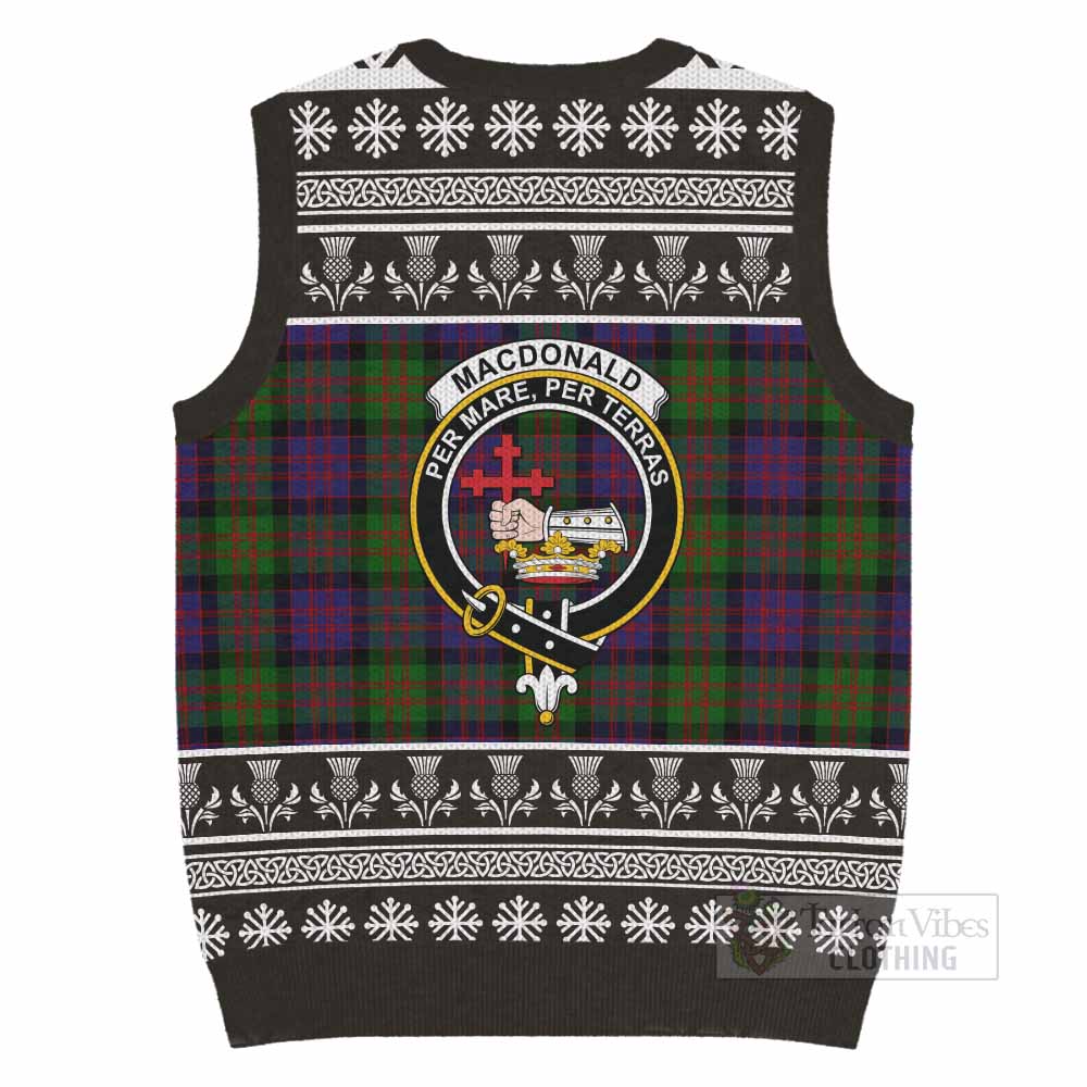 MacDonald (McDonald) Clan Tartan Christmas Knitted V-Neck Vest with Family Crest - Tartan Vibes Clothing