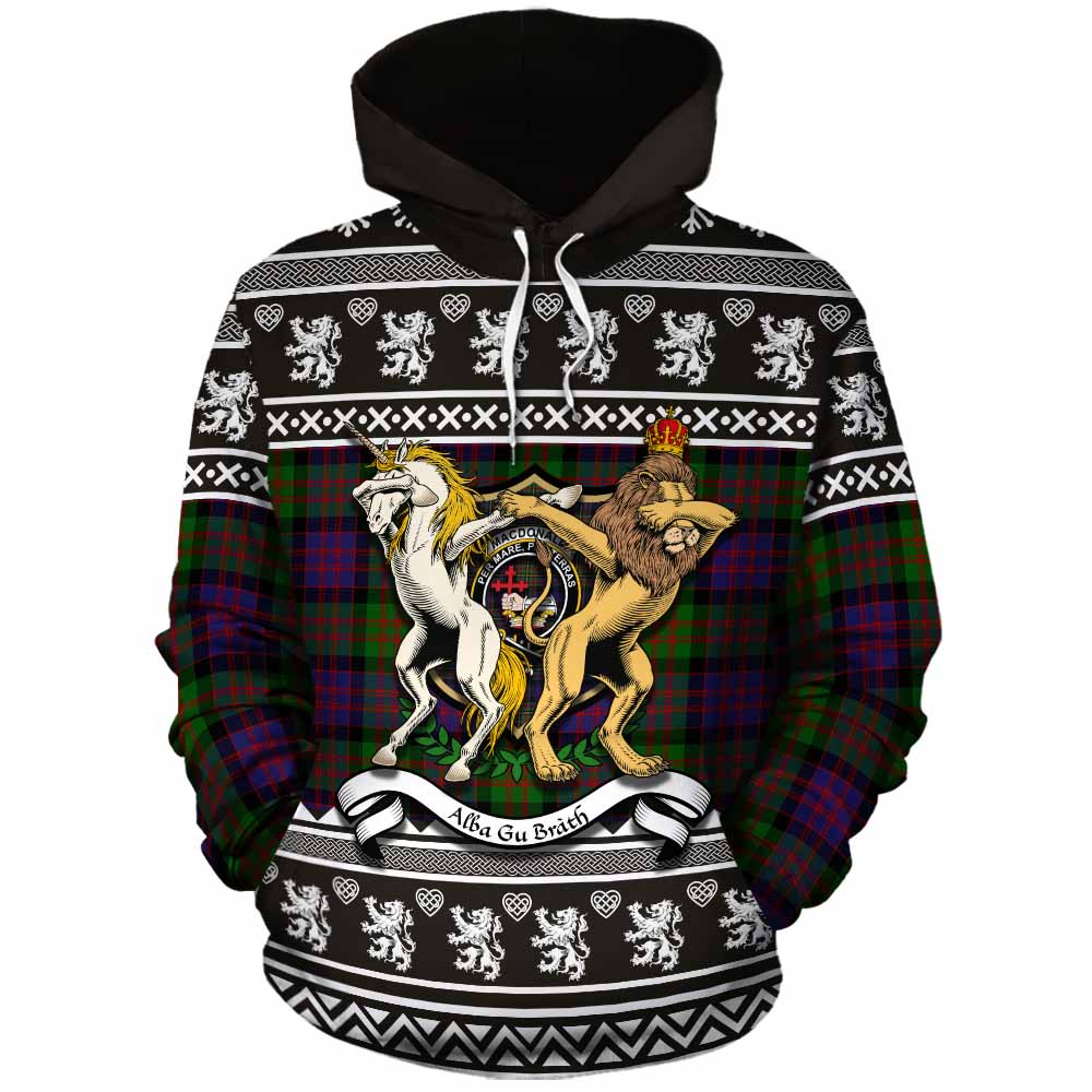 MacDonald (McDonald) Clan Tartan Crest Christmas Cotton Hoodie Coat of Arms Funny Style - Tartan Vibes Clothing