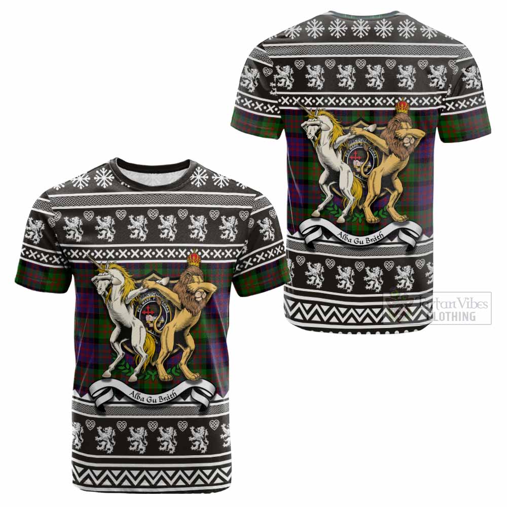 MacDonald (McDonald) Clan Tartan Crest Christmas Cotton T-shirt Coat of Arms Funny Style - Tartan Vibes Clothing