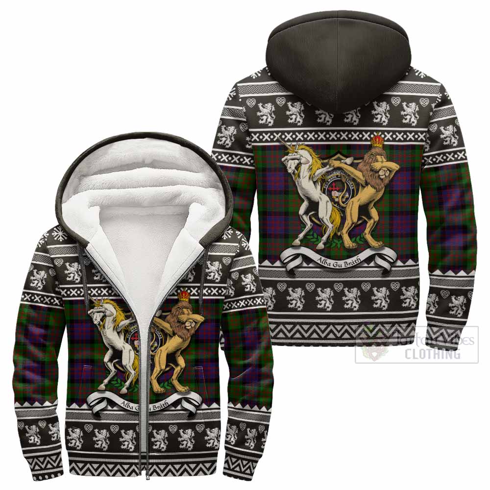 MacDonald (McDonald) Clan Tartan Crest Christmas Fleece Hoodie Coat of Arms Funny Style - Tartan Vibes Clothing