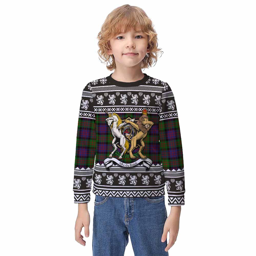 MacDonald (McDonald) Clan Tartan Crest Christmas Kid Ugly Sweatshirt Coat of Arms Funny Style - Tartan Vibes Clothing