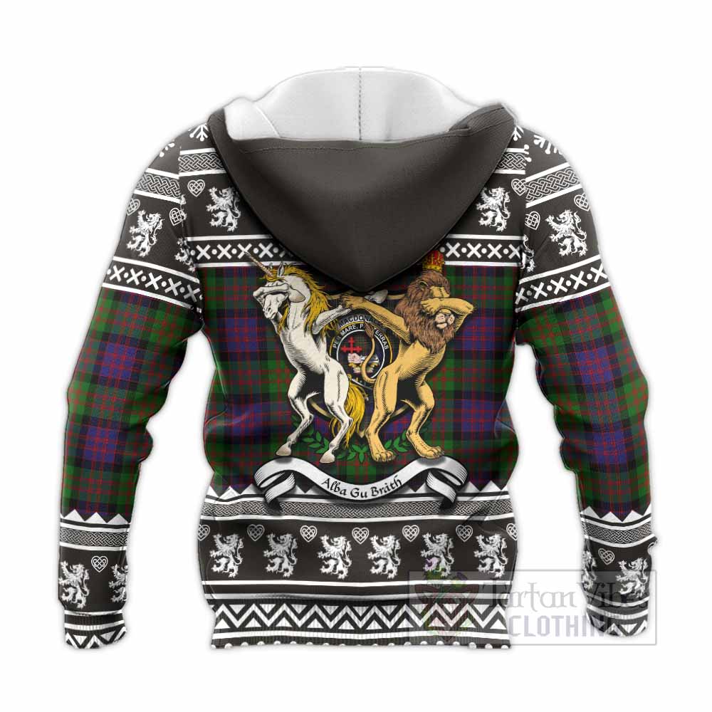 MacDonald (McDonald) Clan Tartan Crest Christmas Knitted Hoodie Coat of Arms Funny Style - Tartan Vibes Clothing