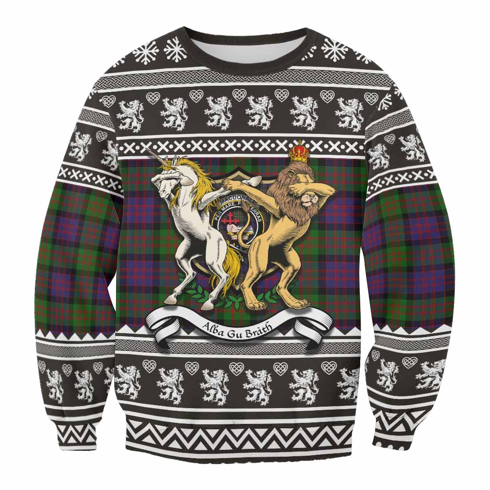 MacDonald (McDonald) Clan Tartan Crest Christmas Sweatshirt Coat of Arms Funny Style - Tartan Vibes Clothing