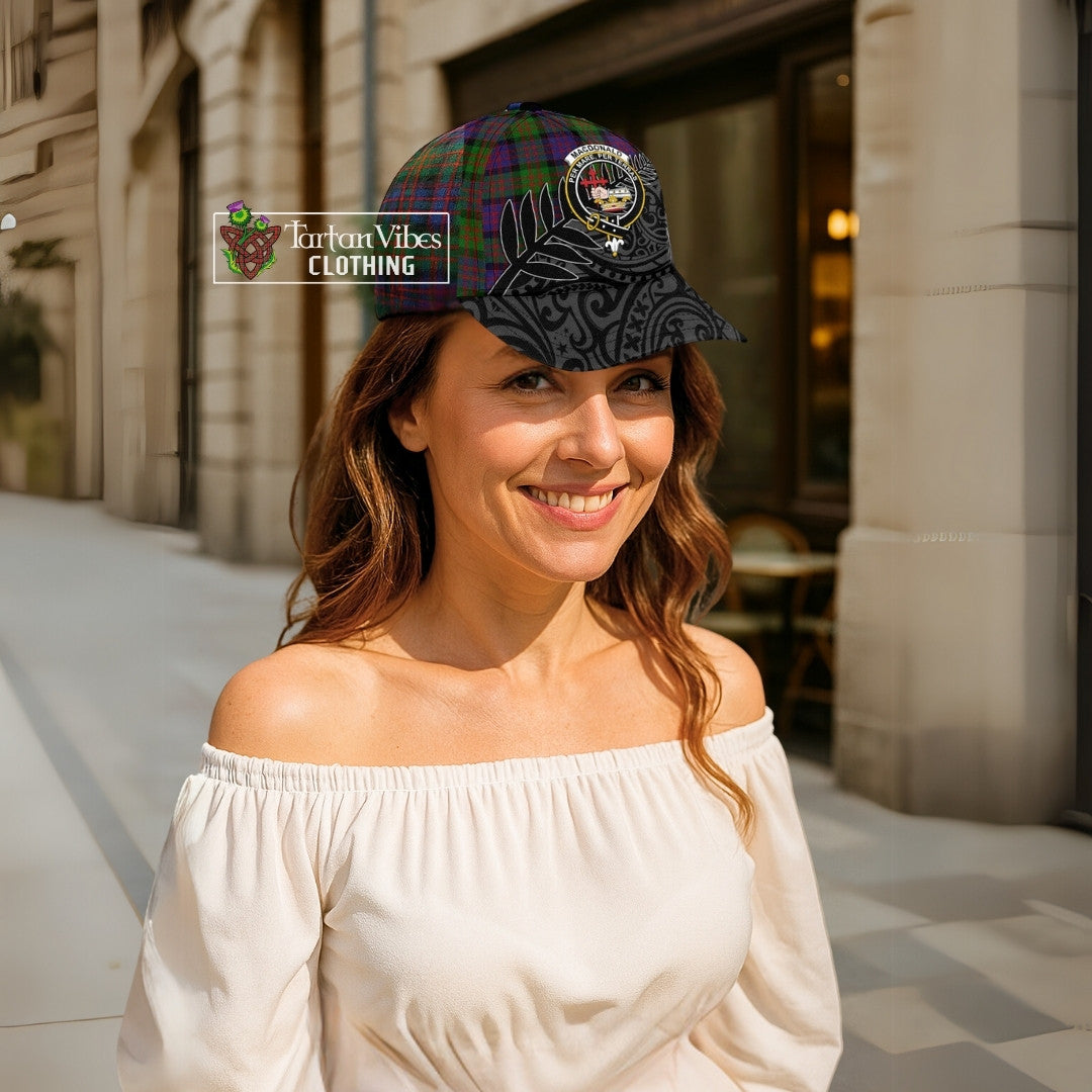 MacDonald (McDonald) Crest Tartan Classic Cap with New Zealand Silver Fern Half Style