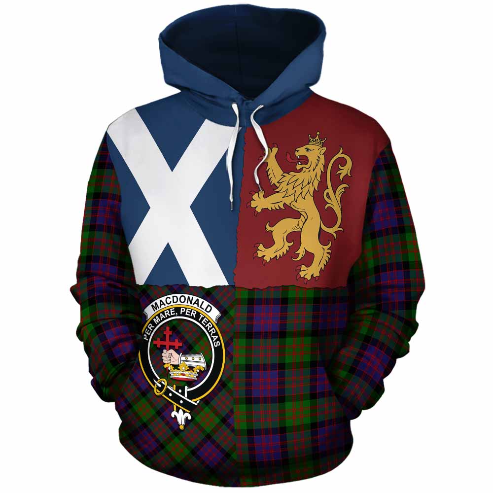 MacDonald (McDonald) Crest Tartan Cotton Hoodie with Lion Rampant Saltire Style - Tartan Vibes Clothing
