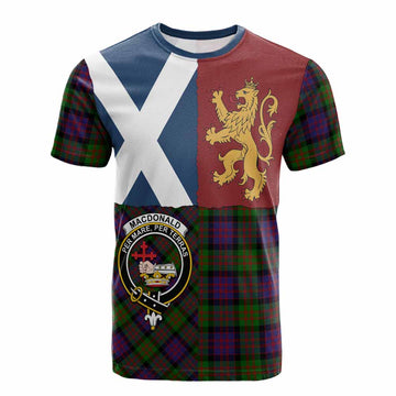 MacDonald (McDonald) Crest Tartan Cotton T-shirt with Lion Rampant Saltire Style - Tartan Vibes Clothing