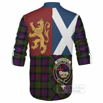 MacDonald (McDonald) Crest Tartan Ghillie Shirt with Lion Rampant Saltire Style