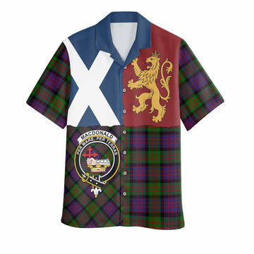 MacDonald (McDonald) Crest Tartan Hawaiian Shirt with Lion Rampant Saltire Style