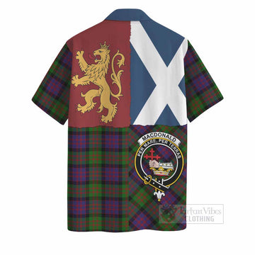MacDonald (McDonald) Crest Tartan Hawaiian Shirt with Lion Rampant Saltire Style