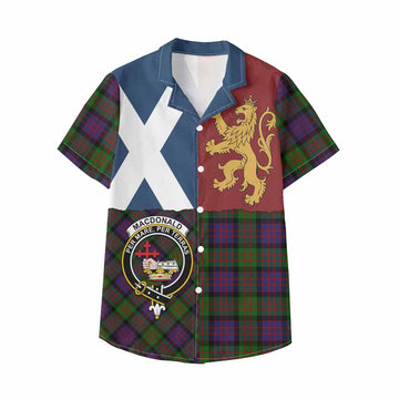 MacDonald (McDonald) Crest Tartan Kid Hawaiian Shirt with Lion Rampant Saltire Style - Tartan Vibes Clothing