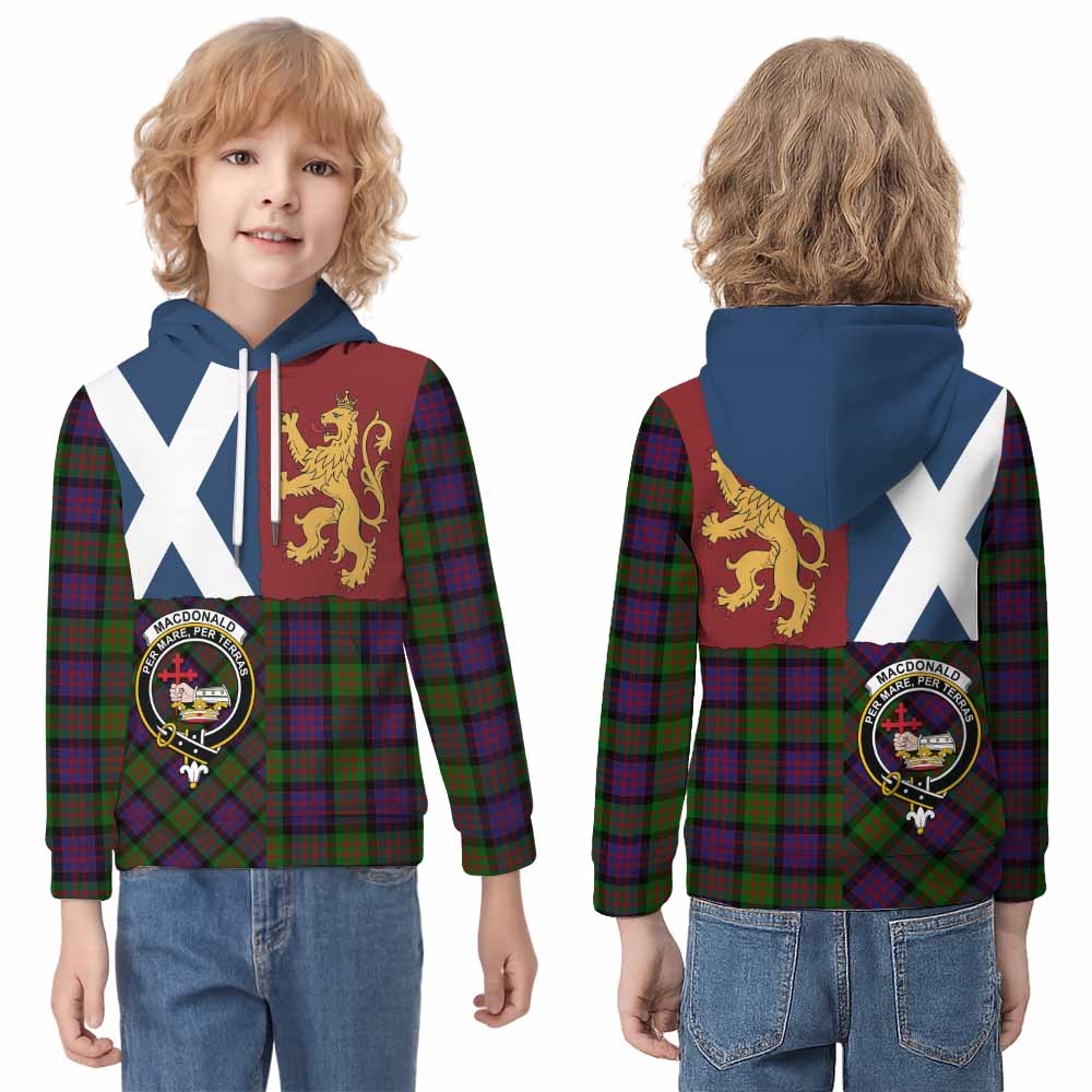 MacDonald (McDonald) Crest Tartan Kid Hoodie with Lion Rampant Saltire Style - Tartan Vibes Clothing