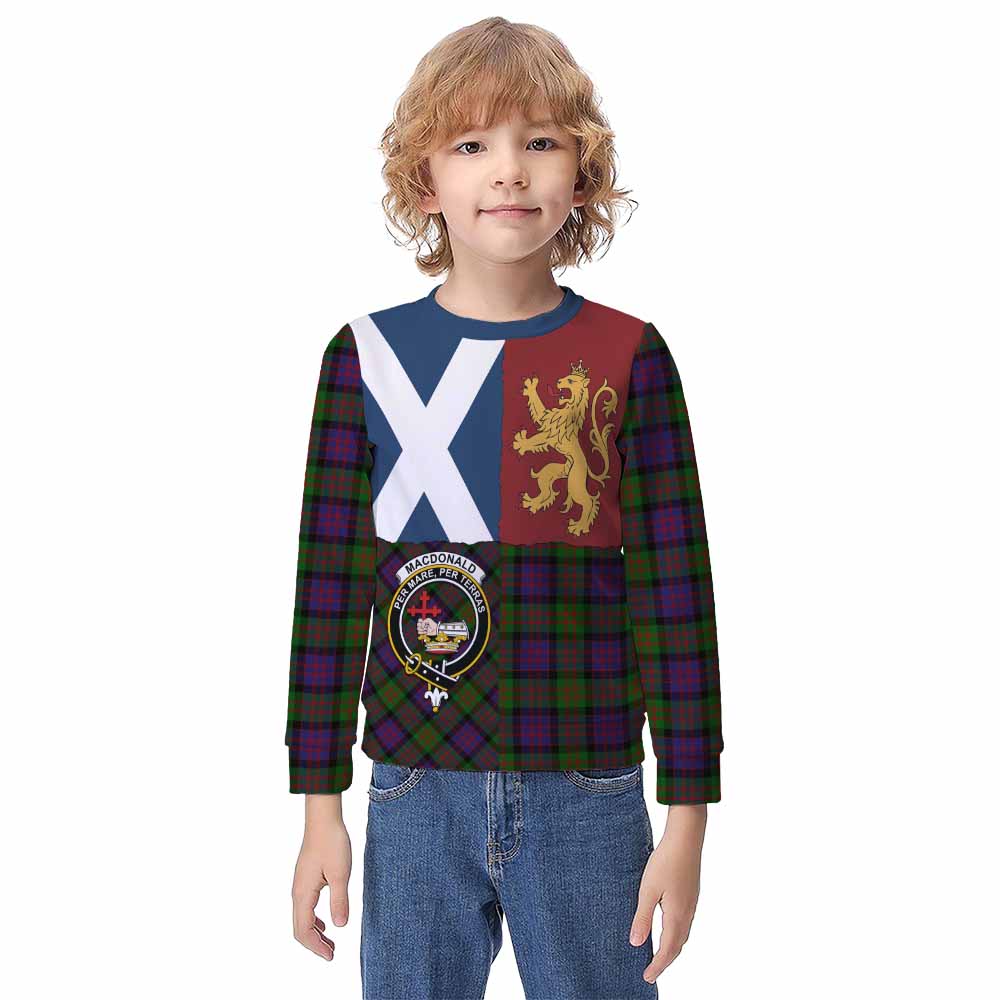 MacDonald (McDonald) Crest Tartan Kid Knitted Sweatshirt with Lion Rampant Saltire Style - Tartan Vibes Clothing