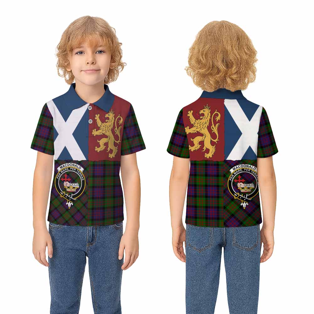 MacDonald (McDonald) Crest Tartan Kid Polo Shirt with Lion Rampant Saltire Style - Tartan Vibes Clothing
