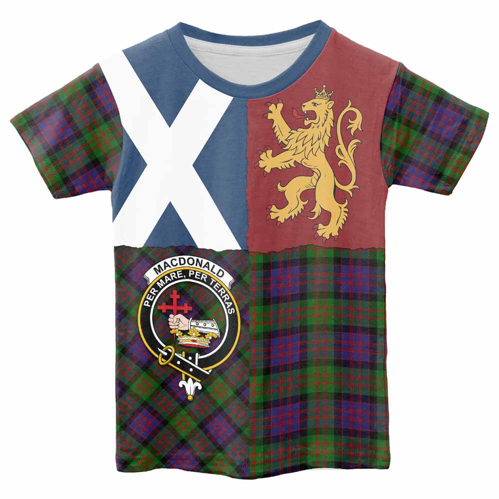 MacDonald (McDonald) Crest Tartan Kid T-shirt with Lion Rampant Saltire Style - Tartan Vibes Clothing