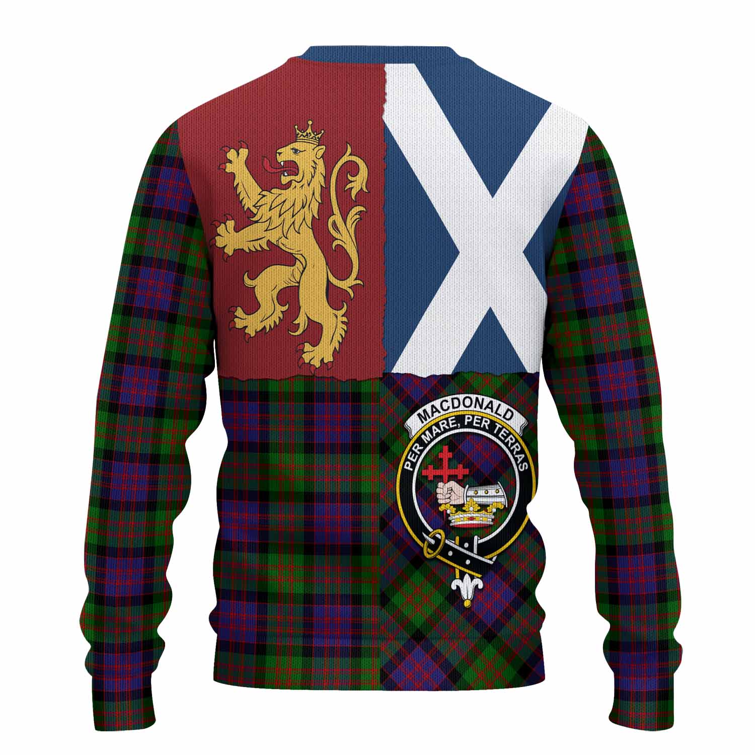 MacDonald (McDonald) Crest Tartan Knitted Sweater with Lion Rampant Saltire Style