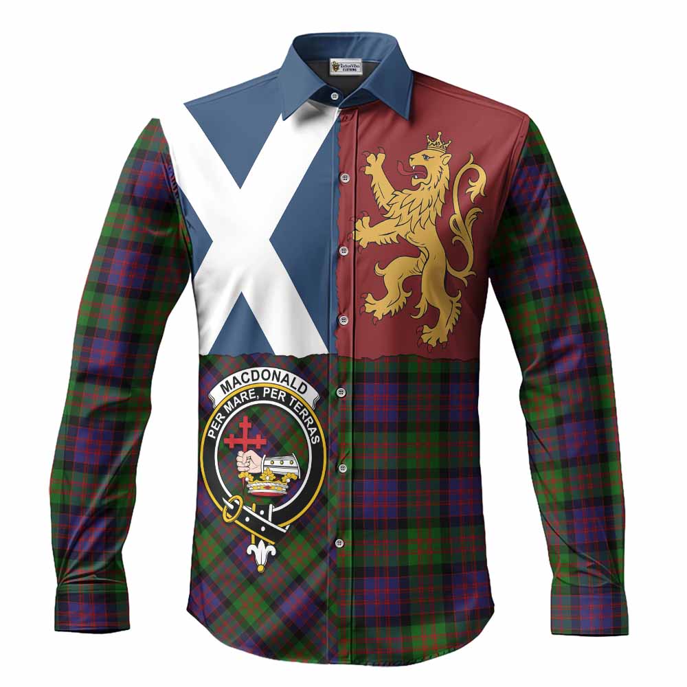 MacDonald (McDonald) Crest Tartan Long Sleeve Button Shirts with Lion Rampant Saltire Style