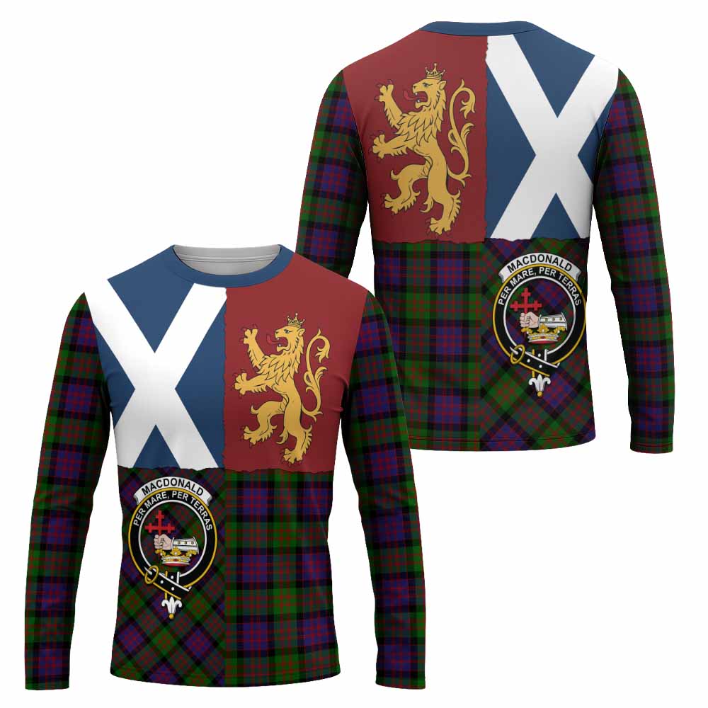 MacDonald (McDonald) Crest Tartan Long Sleeve T-Shirt with Lion Rampant Saltire Style