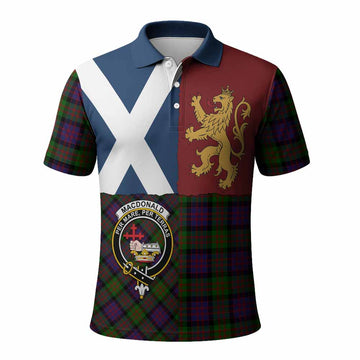 MacDonald (McDonald) Crest Tartan Polo Shirt with Lion Rampant Saltire Style