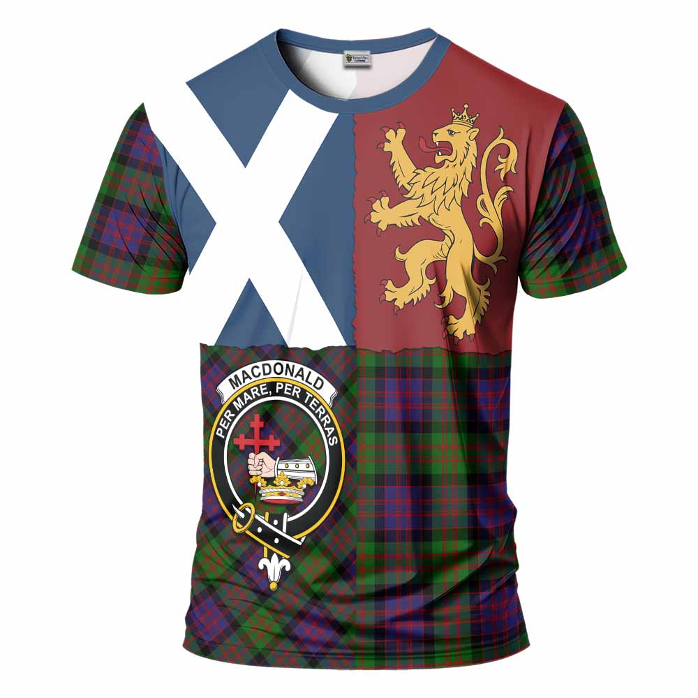 MacDonald (McDonald) Crest Tartan T-Shirt with Lion Rampant Saltire Style