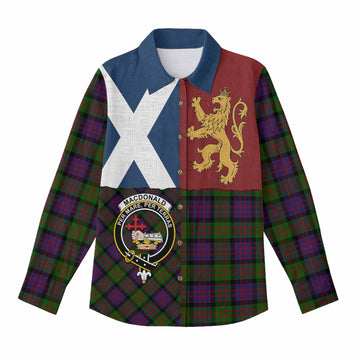 MacDonald (McDonald) Crest Tartan Women Casual Shirt with Lion Rampant Saltire Style