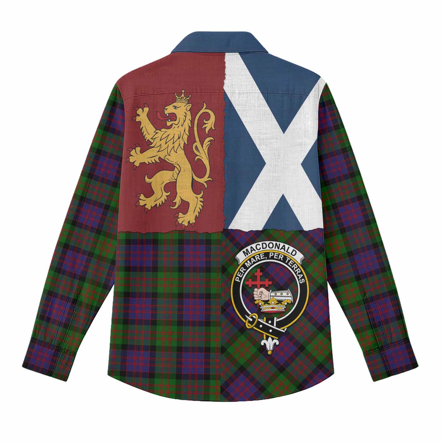 MacDonald (McDonald) Crest Tartan Women Casual Shirt with Lion Rampant Saltire Style