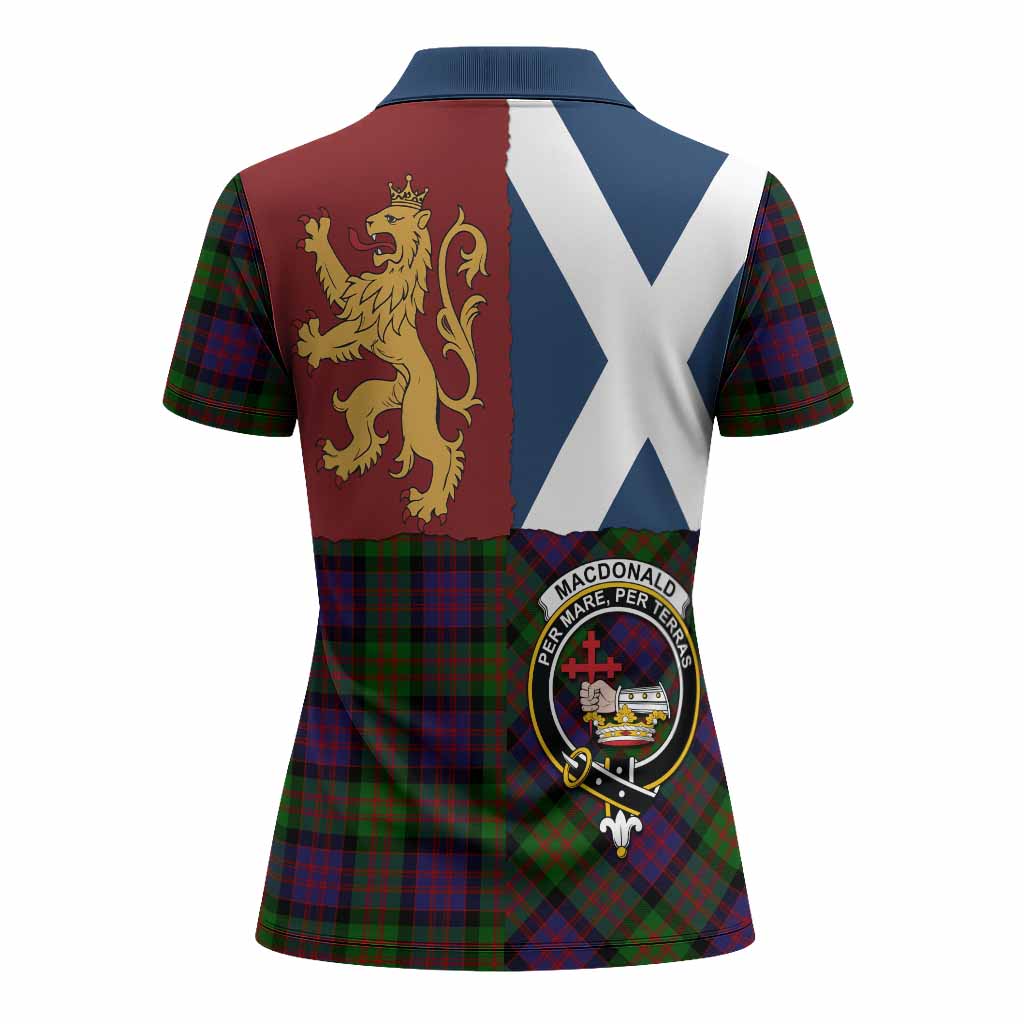 MacDonald (McDonald) Crest Tartan Women Polo Shirt with Lion Rampant Saltire Style