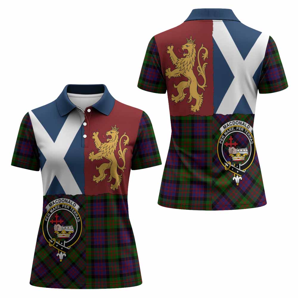 MacDonald (McDonald) Crest Tartan Women Polo Shirt with Lion Rampant Saltire Style