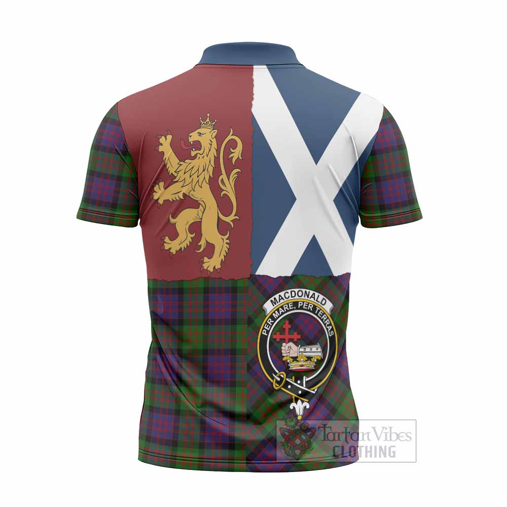 MacDonald (McDonald) Crest Tartan Zipper Polo Shirt with Lion Rampant Saltire Style