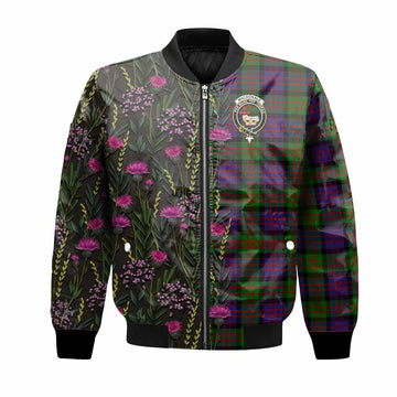 MacDonald (McDonald) Family Crest Tartan Bomber Jacket Scottish Thistle Flower Pattern Half Style