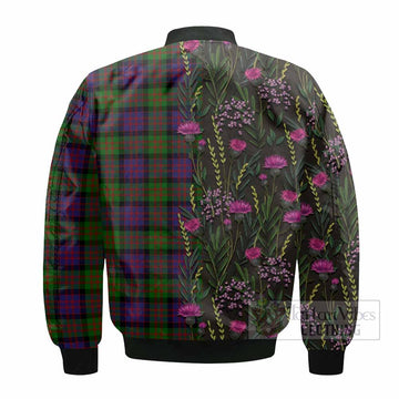 MacDonald (McDonald) Family Crest Tartan Bomber Jacket Scottish Thistle Flower Pattern Half Style