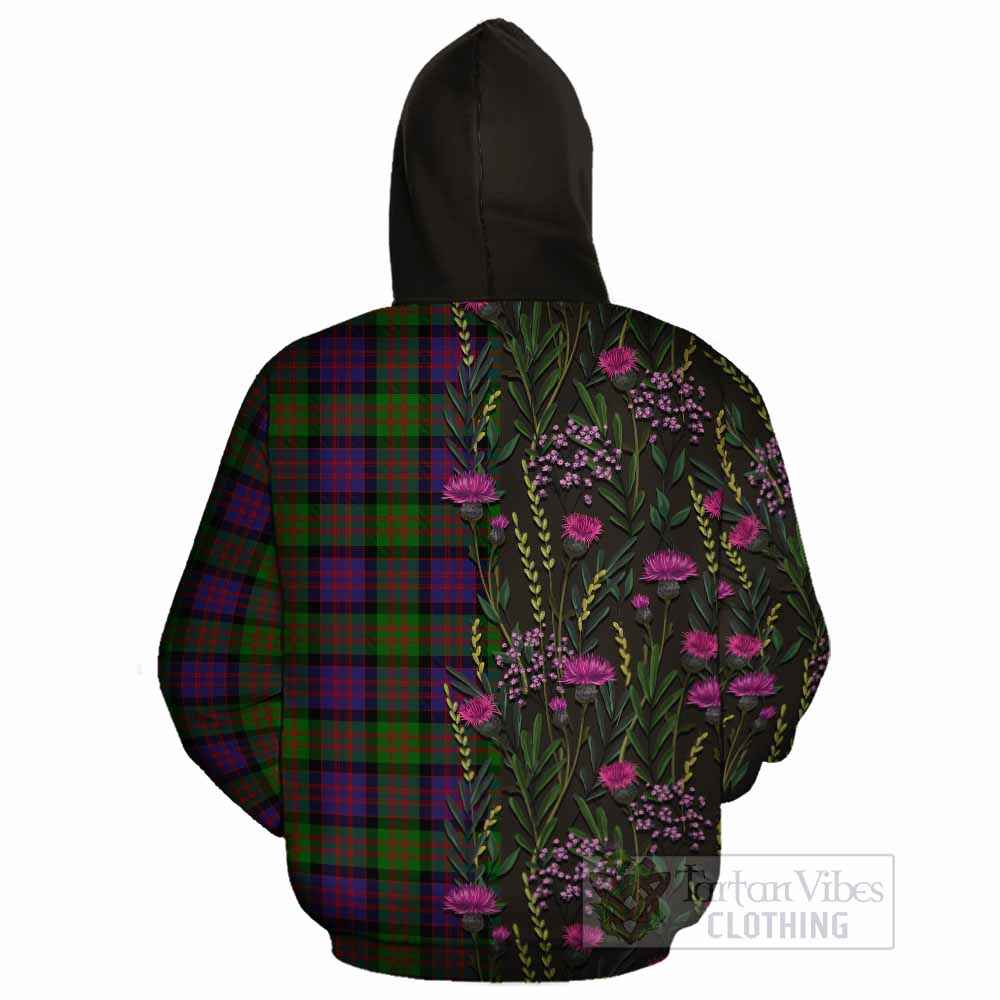 MacDonald (McDonald) Family Crest Tartan Cotton Hoodie Scottish Thistle Flower Pattern Half Style - Tartan Vibes Clothing