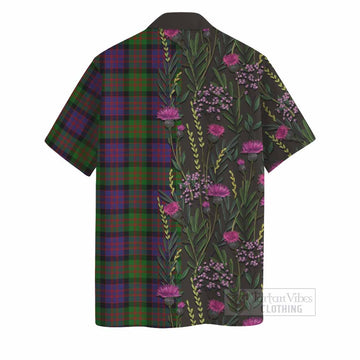 MacDonald (McDonald) Family Crest Tartan Hawaiian Shirt Scottish Thistle Flower Pattern Half Style - Tartan Vibes Clothing