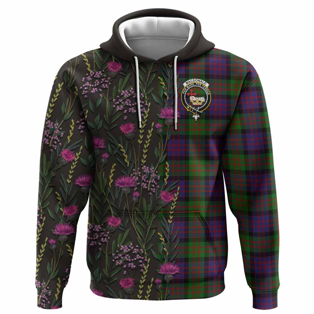 MacDonald (McDonald) Family Crest Tartan Hoodie Scottish Thistle Flower Pattern Half Style - Tartan Vibes Clothing