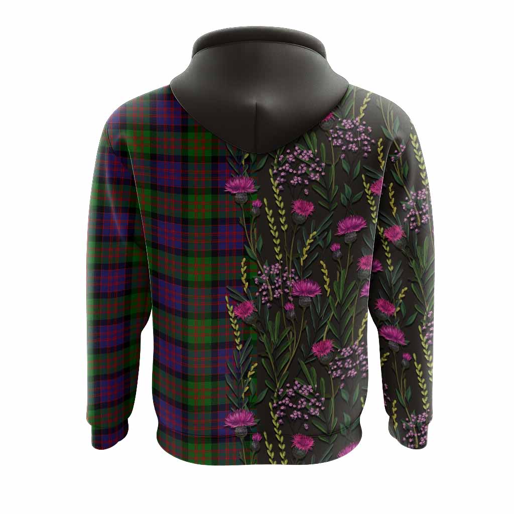 MacDonald (McDonald) Family Crest Tartan Hoodie Scottish Thistle Flower Pattern Half Style - Tartan Vibes Clothing